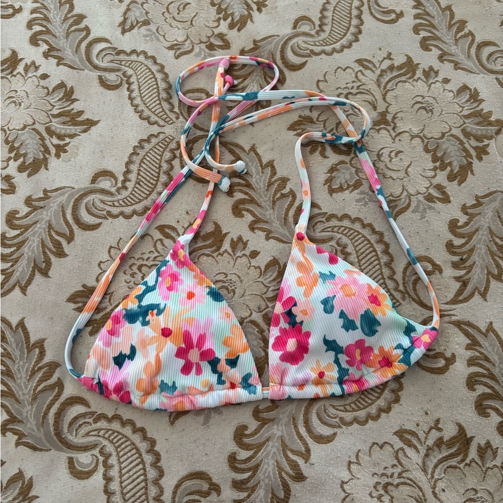 Floral Triangle Bikini Top